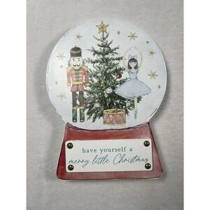 Christmas Wood Painted Nutcracker Ballerina Little Snow Globe Wall Art Statement